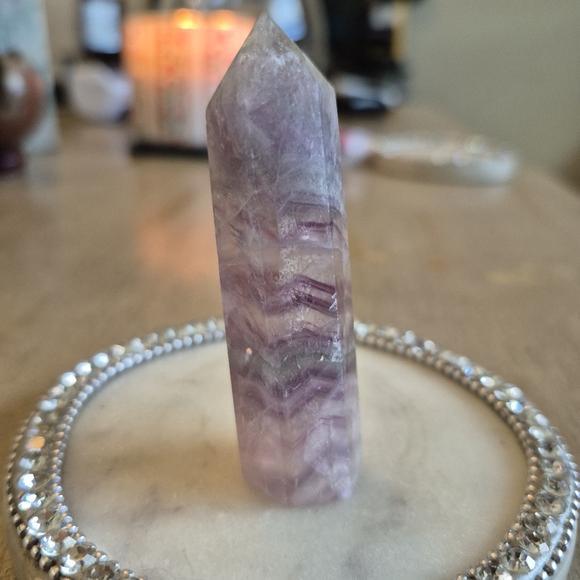 None Other - Natural Fluorite Crystal Point Obelisk Tower #F